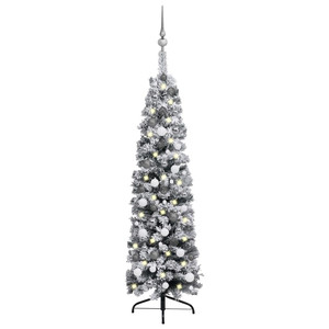  Slim Artificial Pre-lit Christmas Tree with Ball Set Green 59.1 A949-3077904