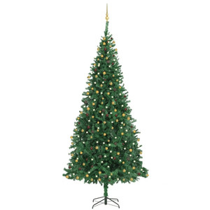  Artificial Pre-lit Christmas Tree with Ball Set LEDs 118.1" Green A949-3077788