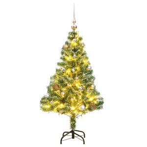 Artificial Christmas Tree 150 LEDs&Ball Set&Flocked Snow 59.1 A949-3210092