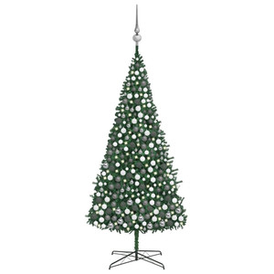  Artificial Pre-lit Christmas Tree with Ball Set LEDs 157.5" Green A949-3077886