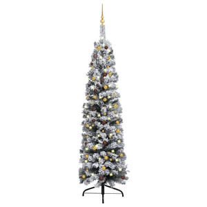  Slim Artificial Pre-lit Christmas Tree with Ball Set Green 94.5 A949-3077811