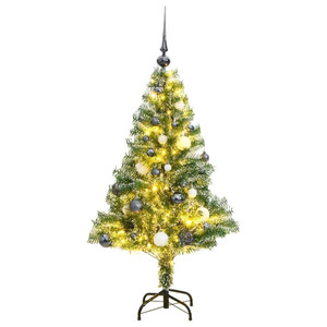  Artificial Christmas Tree 150 LEDs&Ball Set&Flocked Snow 59.1 A949-3210100