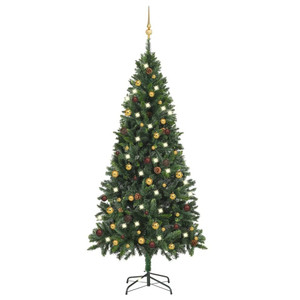  Artificial Pre-lit Christmas Tree with Ball Set Green 70.9 A949-3077797