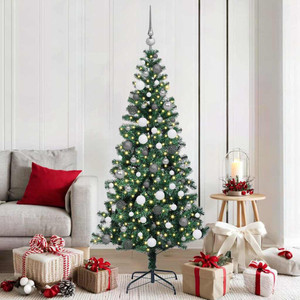  Artificial Pre-lit Christmas Tree Green 70.9" PVC and Metal A949-3396761