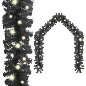  Christmas Garland with LED Lights 33 ft Black A949-329190