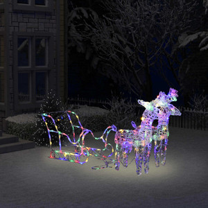  Reindeers & Sleigh Christmas Decoration 160 LEDs 51.2" Acrylic A949-328522