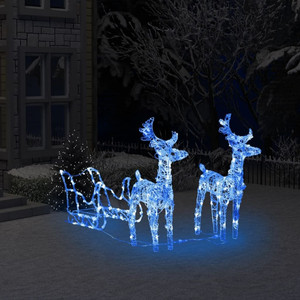  Reindeers & Sleigh Christmas Decoration 160 LEDs 51.2" Acrylic A949-328520