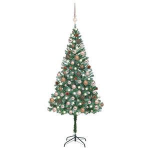  Artificial Pre-lit Christmas Tree with Ball Set Pinecones 70.9 A949-3077614