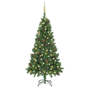  Artificial Pre-lit Christmas Tree with Ball Set Green 59.1 A949-3077796