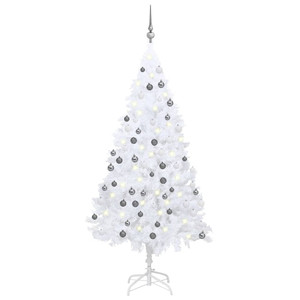  Artificial Pre-lit Christmas Tree with Ball Set White 47.2" PVC A949-3077711