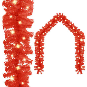 Christmas Garland with LED Lights 33 ft Red A949-329196