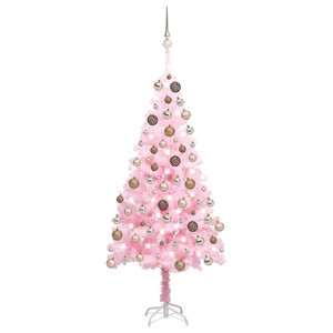 Artificial Pre-lit Christmas Tree with Ball Set Pink 47.2" PVC A949-3077583