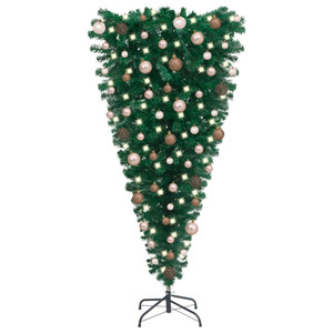 Upside-down Artificial Pre-lit Christmas Tree with Ball Set 59.1 A949-3078056