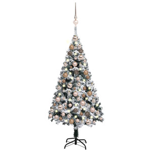 Artificial Pre-lit Christmas Tree with Ball Set LEDs Green 47.2 A949-3077866
