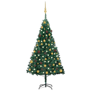Artificial Pre-lit Christmas Tree with Ball Set Green 59.1" PVC A949-3077535
