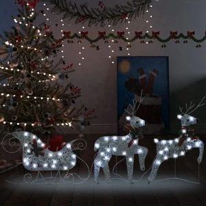 Reindeer & Sleigh Christmas Decoration 60 LEDs Outdoor Silver A949-289978
