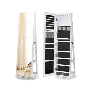 White Jewelry Cabinet Armoire Organizer Freestanding Rotating Mirror Q280-SJOCWM21934587