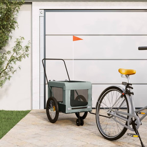 Pet Bike Trailer Gray and Black Oxford Fabric and Iron A949-93944
