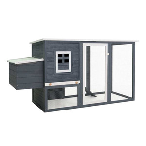 Outdoor Chicken Cage Hen House with 1 Egg Cage Gray Wood A949-170846