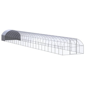 Outdoor Chicken Coop 9.8'x78.7'x6.6'Galvanized Steel A949-3095480