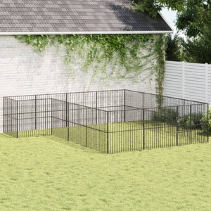 Dog Playpen Black Galvanized Steel Large Durable Dog Playpen A949-3209559