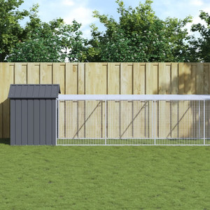 Chicken Cage with Run Anthracite 46.1"x239.8"x48.4" Galvanized Steel A949-3189070