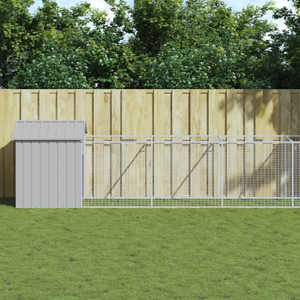 Dog House with Roof Light Gray 46.1"x480.7"x48.4" Galvanized Steel A949-3189068