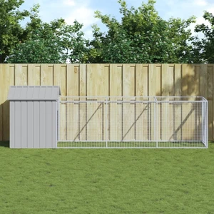 Dog House with Roof Light Gray 46.1"x159.4"x48.4" Galvanized Steel A949-3189064