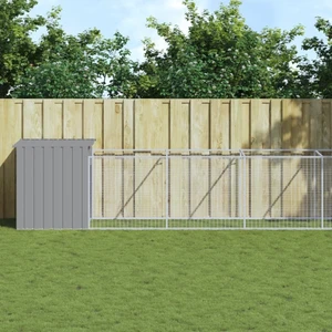 Dog House with Run Light Gray 43.3"x400.4"x43.3" Galvanized Steel A949-3189087