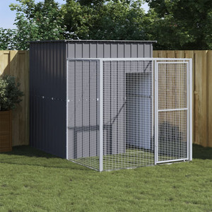 Chicken Cage with Run Anthracite 65"x98.8"x71.3" Galvanized Steel A949-172367