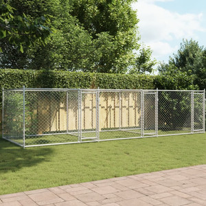 Dog Cage with Doors Gray 19.7'x6.6'x4.9'Galvanized Steel A949-3209574