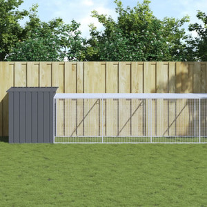Chicken Cage with Run Anthracite 43.3"x400.4"x43.3" Galvanized Steel A949-3189092