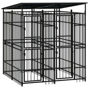Outdoor Dog Kennel with Roof Steel 39.7 ft A949-3097947