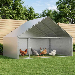 Chicken Coop with Roof Silver 118.11 x 78.74 x 74.80 in A949-42042521