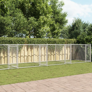 Dog Cage with Doors Gray 39.4'x6.6'x4.9'Galvanized Steel A949-3209577