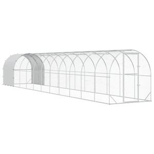 Chicken Coop Silver 472.44 x 78.74 x 78.74 in Galvanised Steel A949-3434685