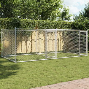 Dog Cage with Doors Gray 13.1'x6.6'x4.9'Galvanized Steel A949-3209573