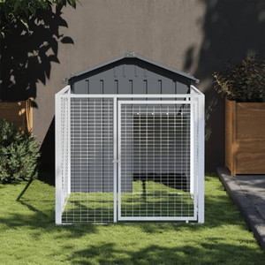 Dog House with Run Anthracite 46.1"x79.1"x48.4" Galvanized Steel A949-172351