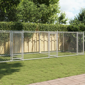 Dog Cage with Doors Gray 26.2'x6.6'x4.9'Galvanized Steel A949-3209575
