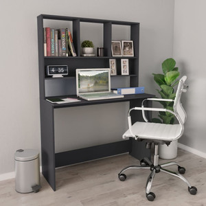 Desk with Shelves Gray 43.3"x17.7"x61.8" Engineered Wood A949-800389