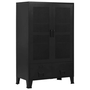 Office Cabinet with Mesh Doors Industrial Black 29.5"x15.7"x47.2" Steel A949-145355