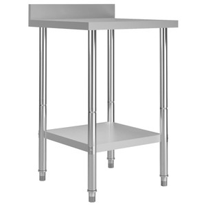 Kitchen Work Table with Backsplash 23.6"x23.6"x36.6" Stainless Steel A949-51185