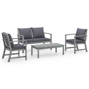 4 Piece Patio Lounge Set with Cushions Solid Acacia Wood A949-311825