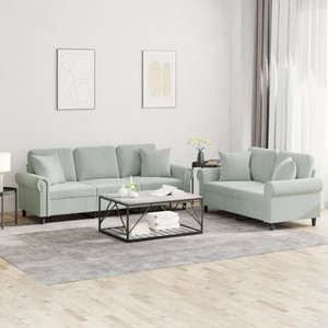 2 Piece Sofa Set with Pillows Light Gray Velvet A949-3202270