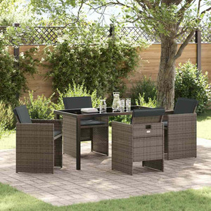 Garden Dining Set 5 pcs Grey Poly Rattan A949-3379949