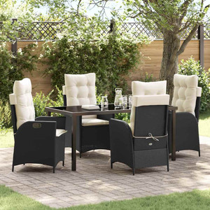 Garden Dining Set 5 pcs Black Poly Rattan A949-3380480