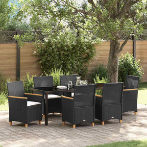 Garden Dining Set 7 pcs Black Poly Rattan A949-3381091