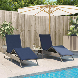 Sun Loungers 2 pcs with Table Gray Poly Rattan A949-4002716