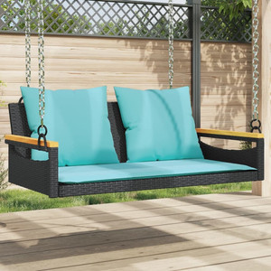 Swing Bench with Cushions Black 42.9"x24.4"x15.7" Poly Rattan A949-368151