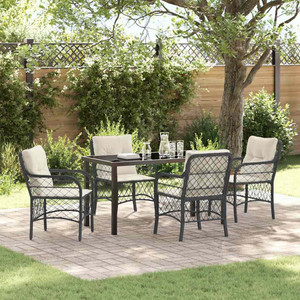 Garden Dining Set 5 pcs Black Poly Rattan A949-3380199